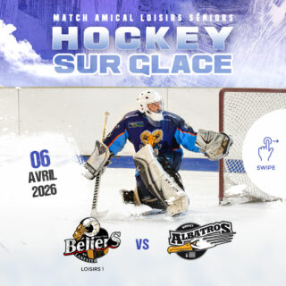 // Loisirs Sénior // 

Notre équipe Sénior 1 jouera, le 6 avril à 11h contre @albatrosdebrest_officiel .

RDV à la Patinoire du Scorff  pour encourager nos Béliers !!

🆚 Les Albatros de Brest
📆 6 avril 2026
⏰ 11h00
📍 Patinoire du Scorff 
🎫 Entrée gratuite

 #beliersdelanester #HockeyFrance
