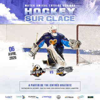 // Loisirs Sénior // 

Notre équipe Sénior 1 jouera, le 6 avril à 11h contre @albatrosdebrest_officiel .

RDV à la Patinoire du Scorff  pour encourager nos Béliers !!

🆚 Les Albatros de Brest
📆 6 avril 2026
⏰ 11h00
📍 Patinoire du Scorff 
🎫 Entrée gratuite

 #beliersdelanester #HockeyFrance